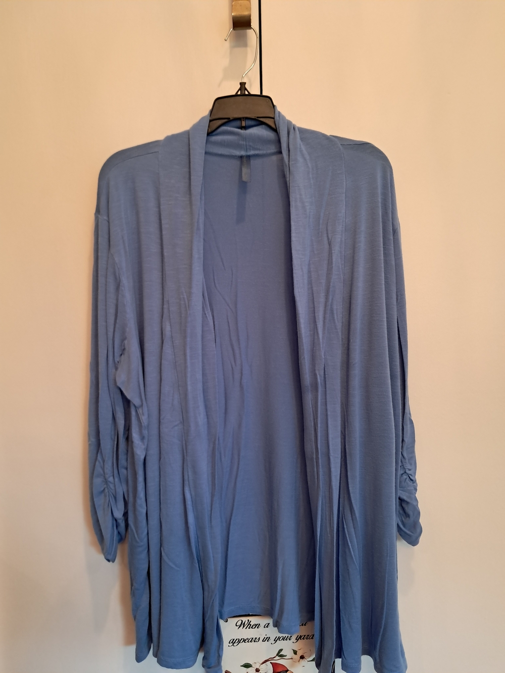 Falls Creek Dusty Blue Open-Front Draped Lounge Cardigan